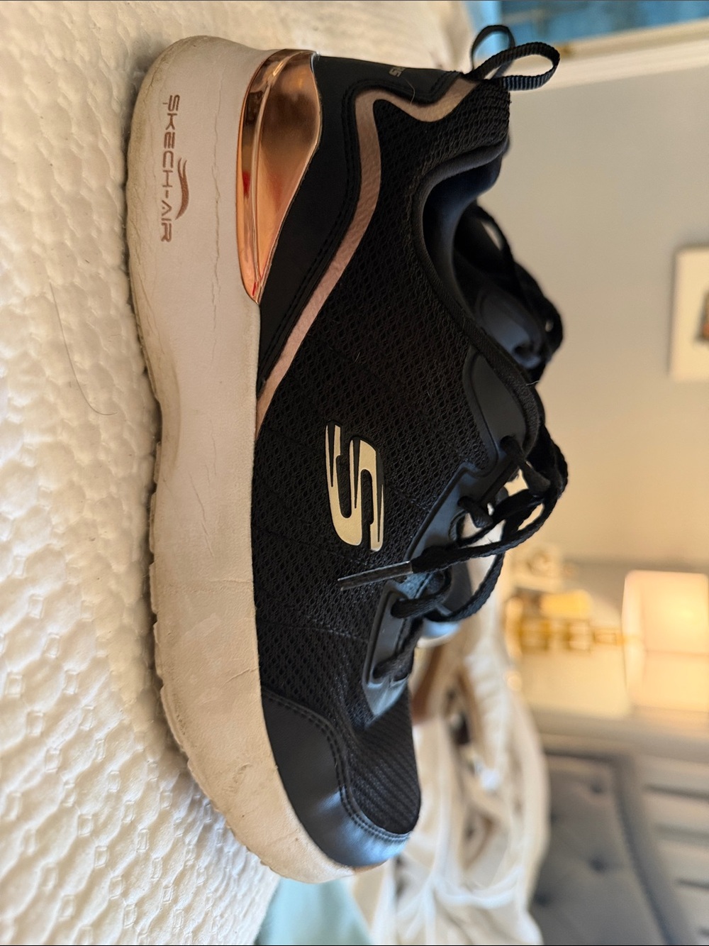 Skechers Black with Rose Gold Accent Slip-On Athletic Trainer